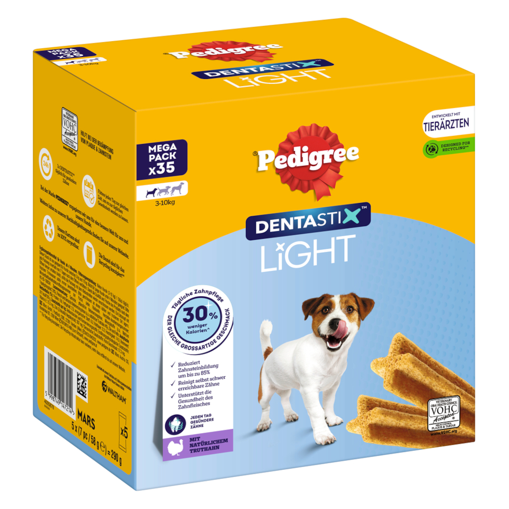 Pedigree Dentastix Light: Przekąska do pielęgnacji zębów dla małych psów (3 - 10 kg) - Wielopak (140 szt.)