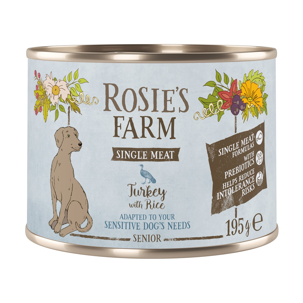 Rosie's Farm Single Meat Senior, 6 x 195 g - Indyk z ryżem
