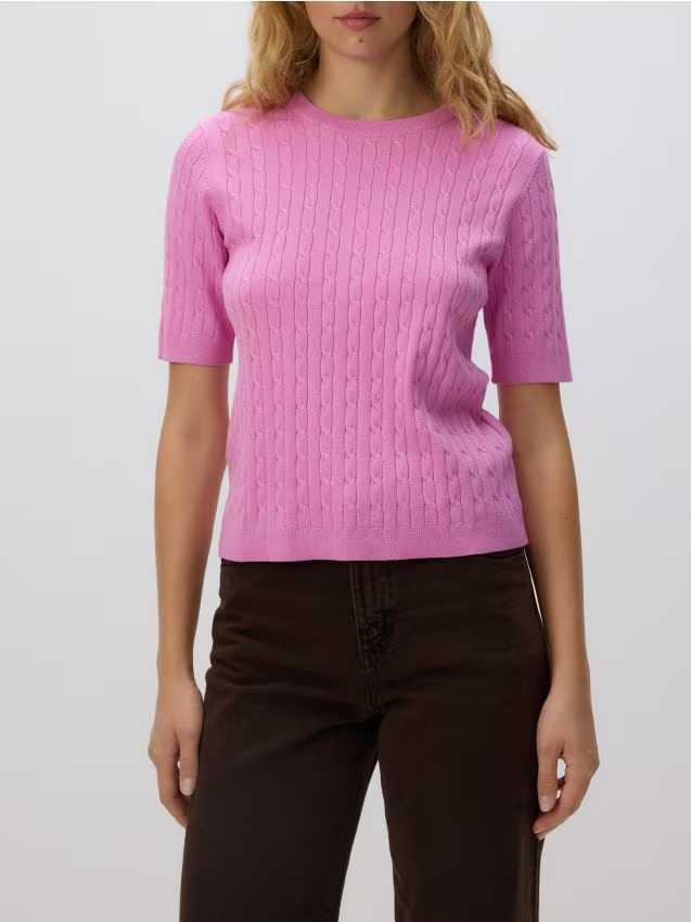 Reserved - Sweter z ozdobnym splotem - fioletowy
