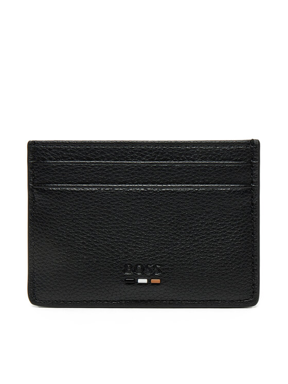 BOSS Etui na karty kredytowe Grained faux-leather card holder with signature details 50536513 Czarny