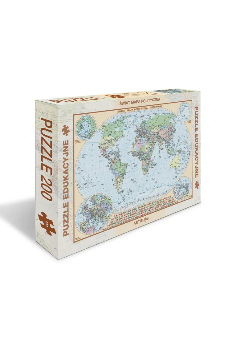 Puzzle 200 el. Świat polityczny dla dzieci mapa