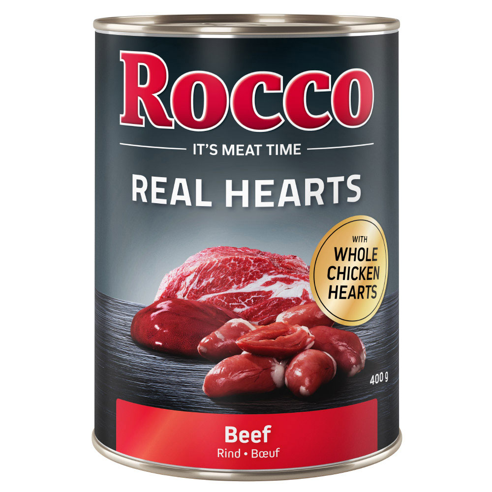 Megapakiet Rocco Real Hearts, 24 x 400 g -  Wołowina z całymi sercami kurczaka