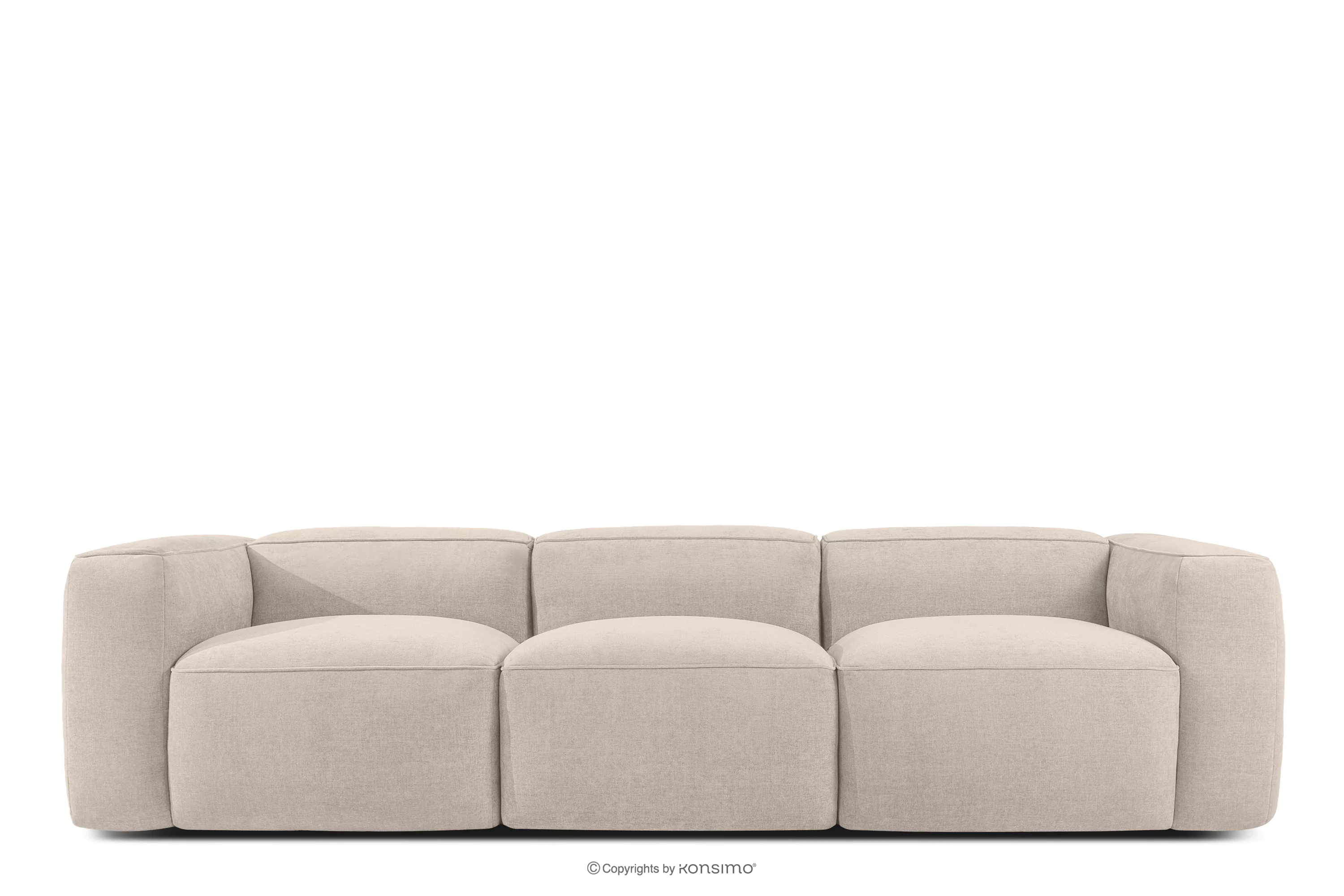 Miękka sofa trzyosobowa w tkaninie plecionej kremowy FUBBO