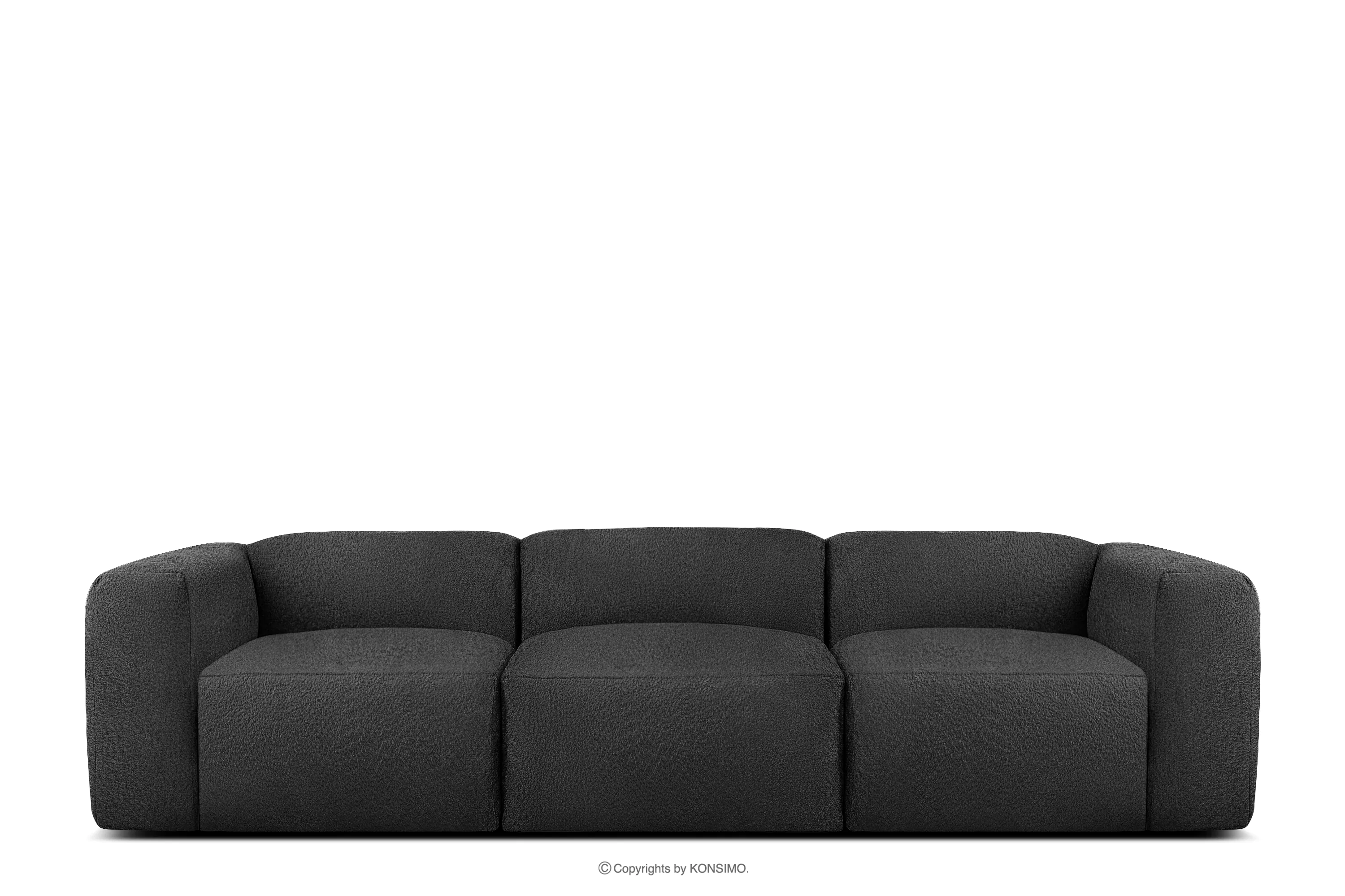 Miękka sofa trzyosobowa w tkaninie boucle ciemny szary BUFFO