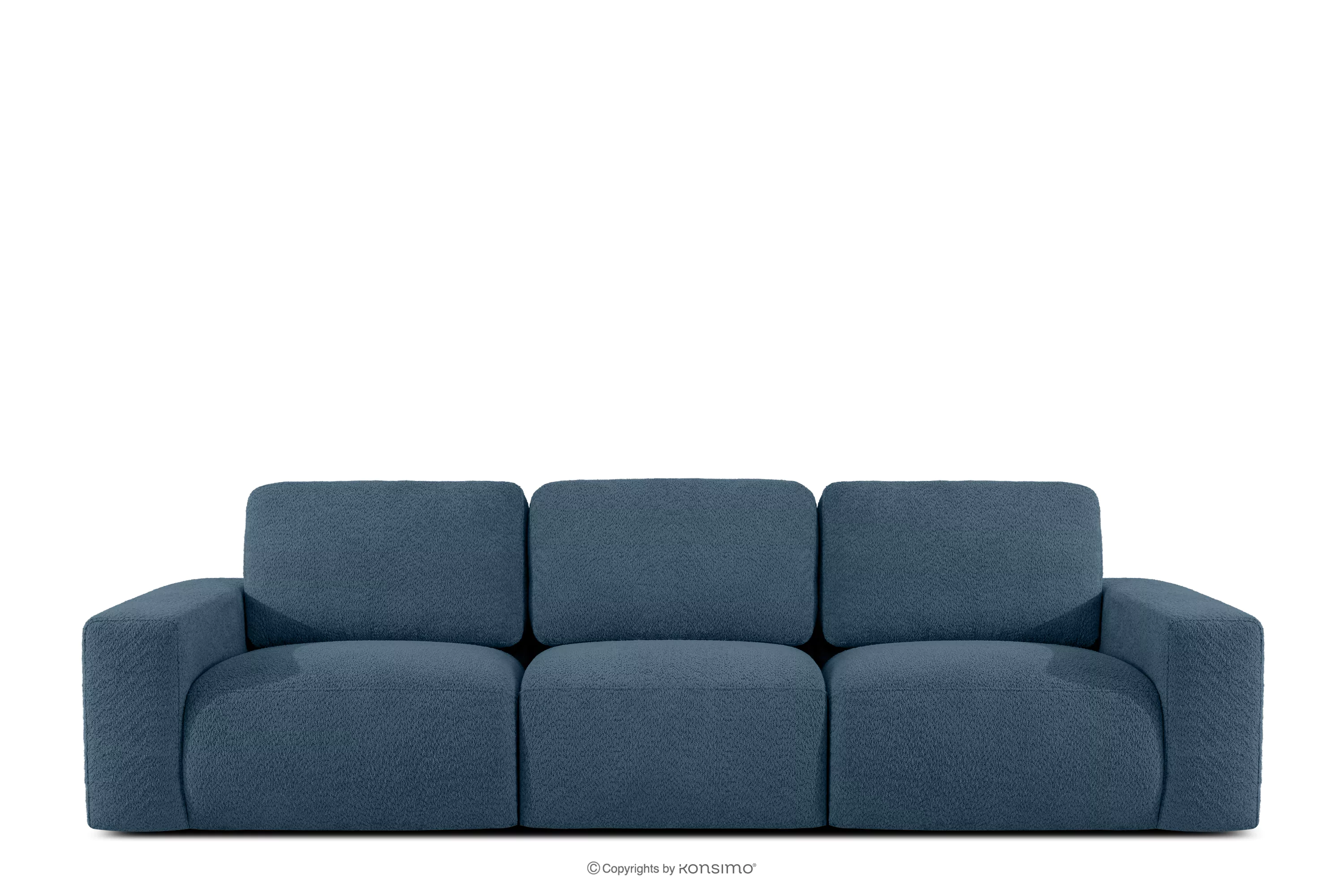 Sofa trzyosobowa modułowa w tkaninie boucle ciemny niebieski ZUCCO