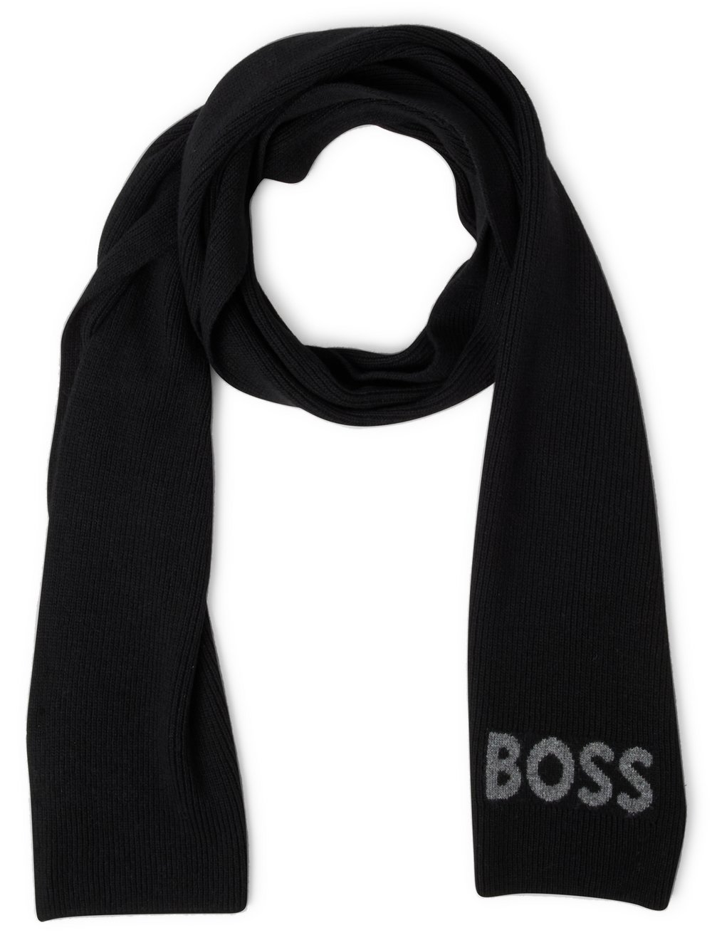 BOSS Męski szalik z dzianiny z wełną - Elios Mężczyźni Sztuczne włókno czarny, ONE SIZE