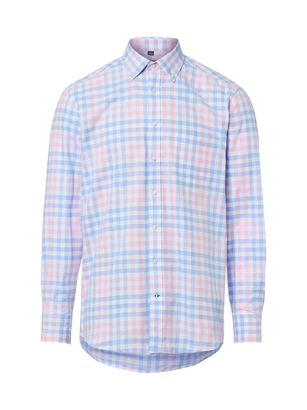 Nils Sundström Męska koszula casual Mężczyźni Regular Fit Bawełna różowy|niebieski, XL
