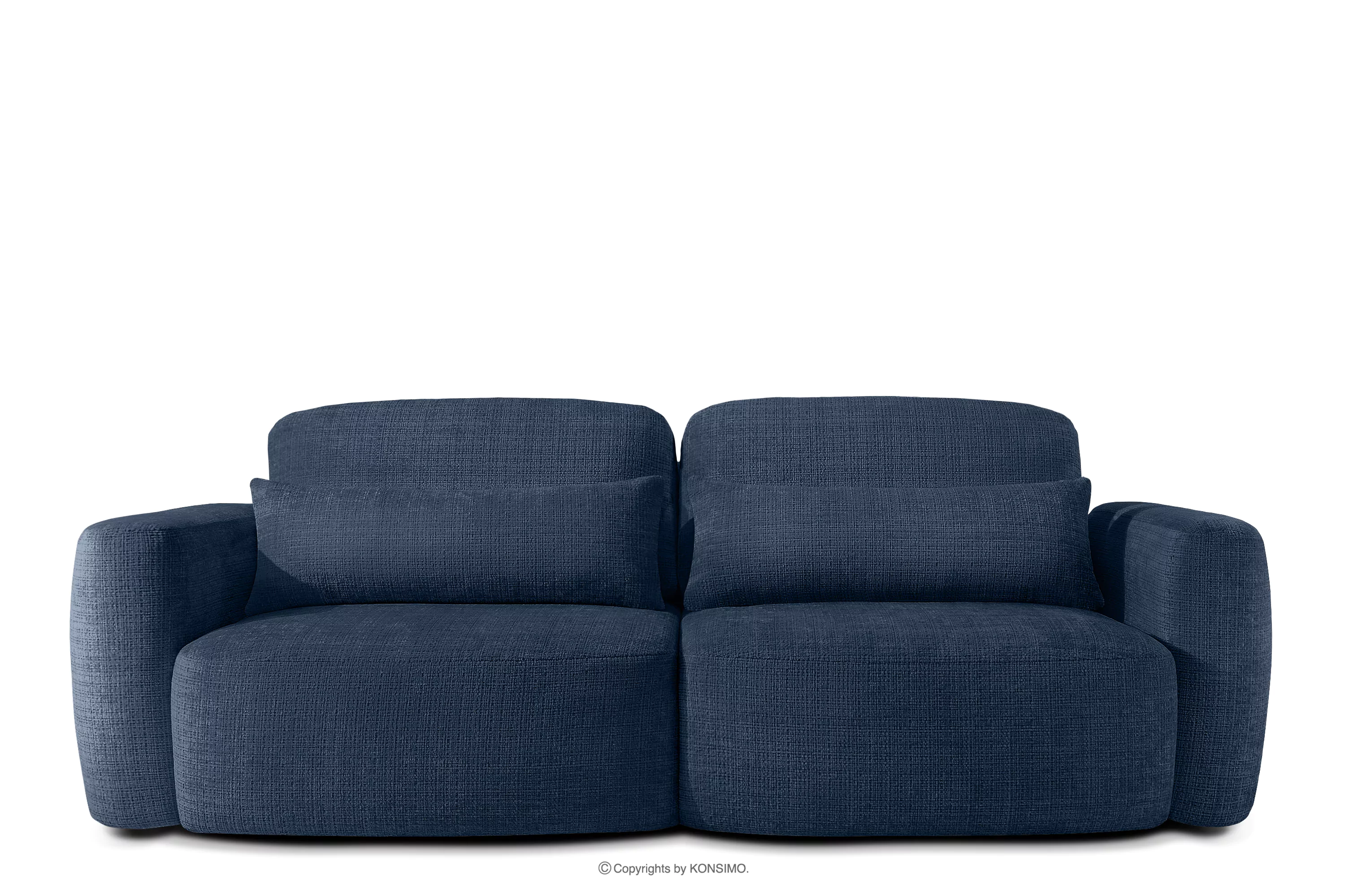Sofa trzyosobowa w stylu japońskim w tkaninie szenil granatowy ELOSA