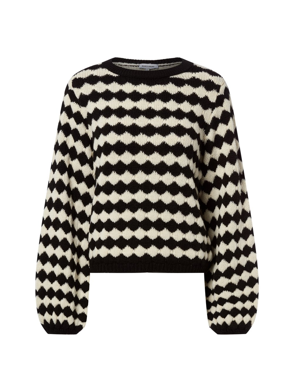 More & More Sweter damski z zawartością wełny Kobiety Sztuczne włókno biały|czarny, 38
