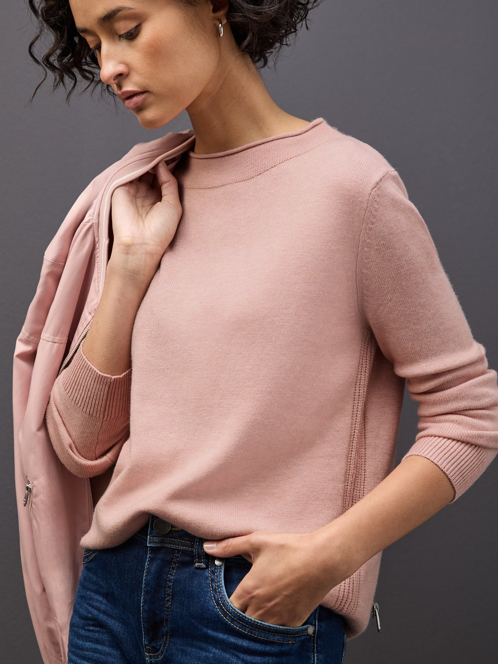 Street One Sweter damski z dzianiny Kobiety Sztuczne włókno różowy, 38
