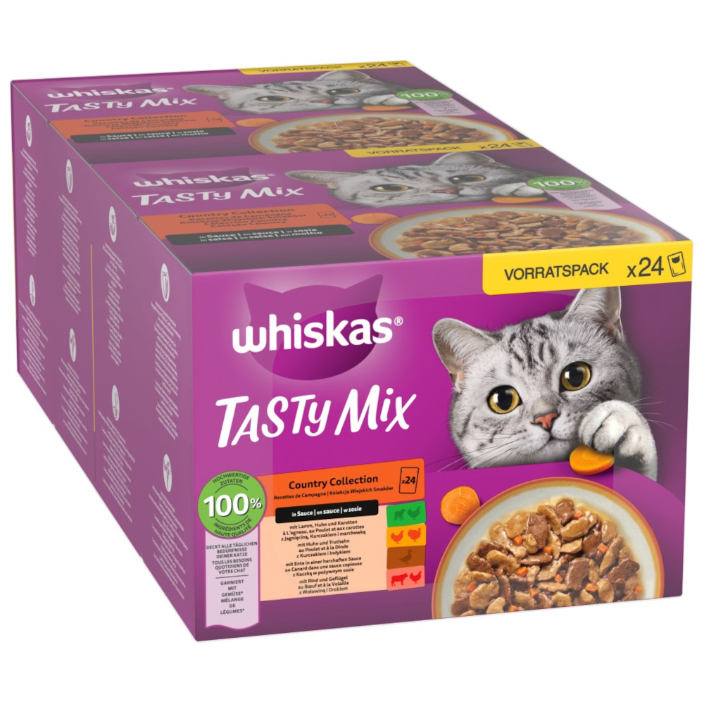 Pakiet Whiskas Tasty Mix, saszetki, 48 x 85 g - Kolekcja wiejskich smaków w sosie