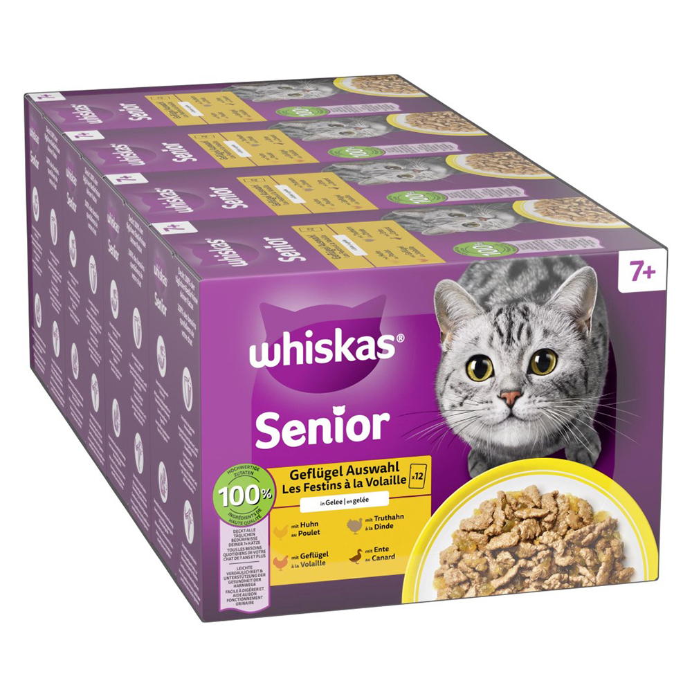 Jumbopack Whiskas Senior saszetki 144 x 85 g - 7+ Wybór dań drobiowych w galarecie