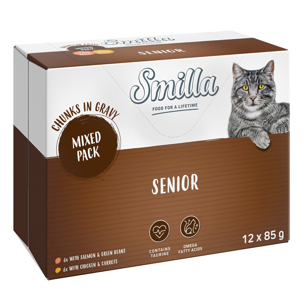Smilla Senior kawałki w sosie z warzywami, saszetki - Pakiet mieszany, 24 x 85 g