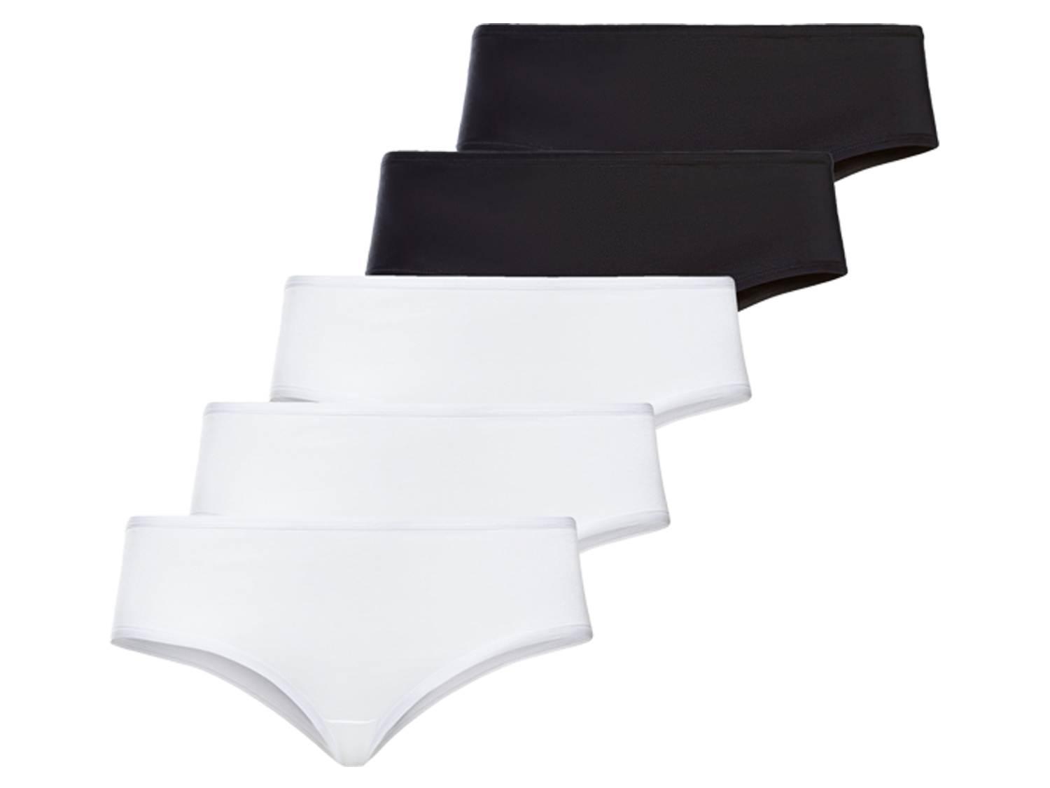 esmara® Hipstery damskie z bawełny, 5 par (Czarny / biały, XXL (52/54))