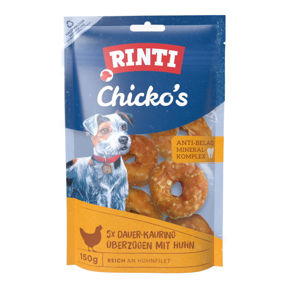 RINTI Chicko's trwałe kółeczka do żucia, małe - 5 x 30 g