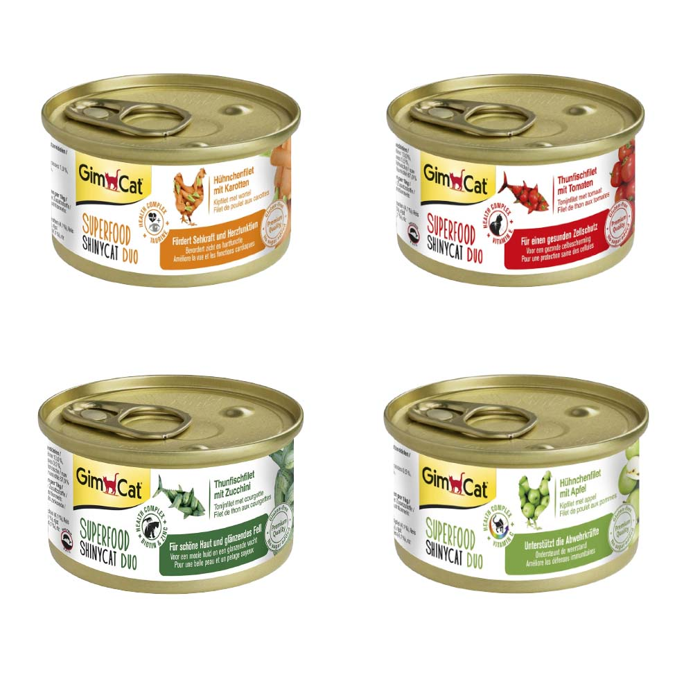 Pakiet Próbny GimCat Superfood ShinyCat Duo, 6 x 70 g - Pakiet próbny (4 rodzaje)