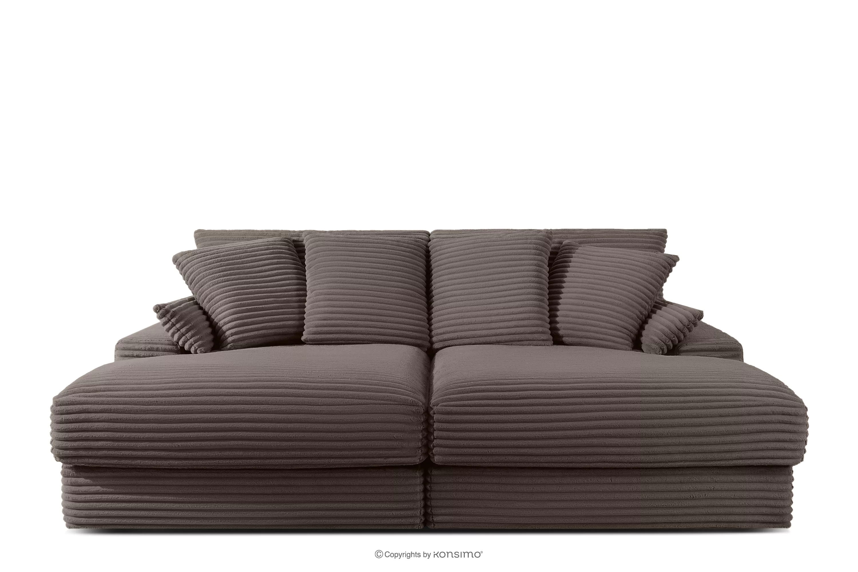 Sofa z głębokim siedziskiem trzyosobowa w tkaninie sztruks brązowy ACERA