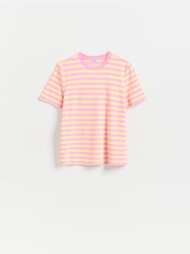 Reserved - T-shirt z bawełny merceryzowanej - jasnopomarańczowy