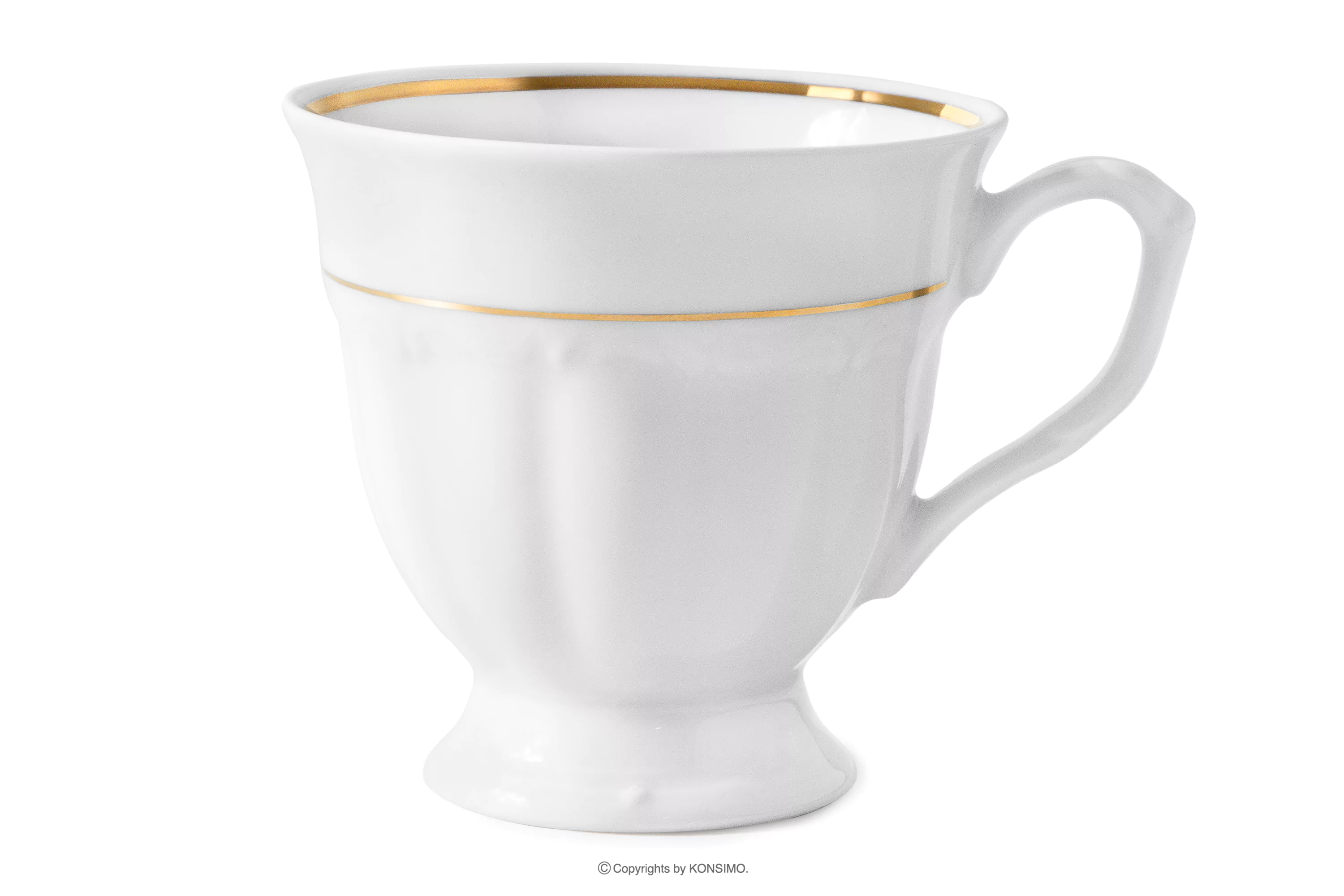 Filiżanka klasyczna z porcelany biały/złota linia MARIA TERESA ZŁOTA LINIA
