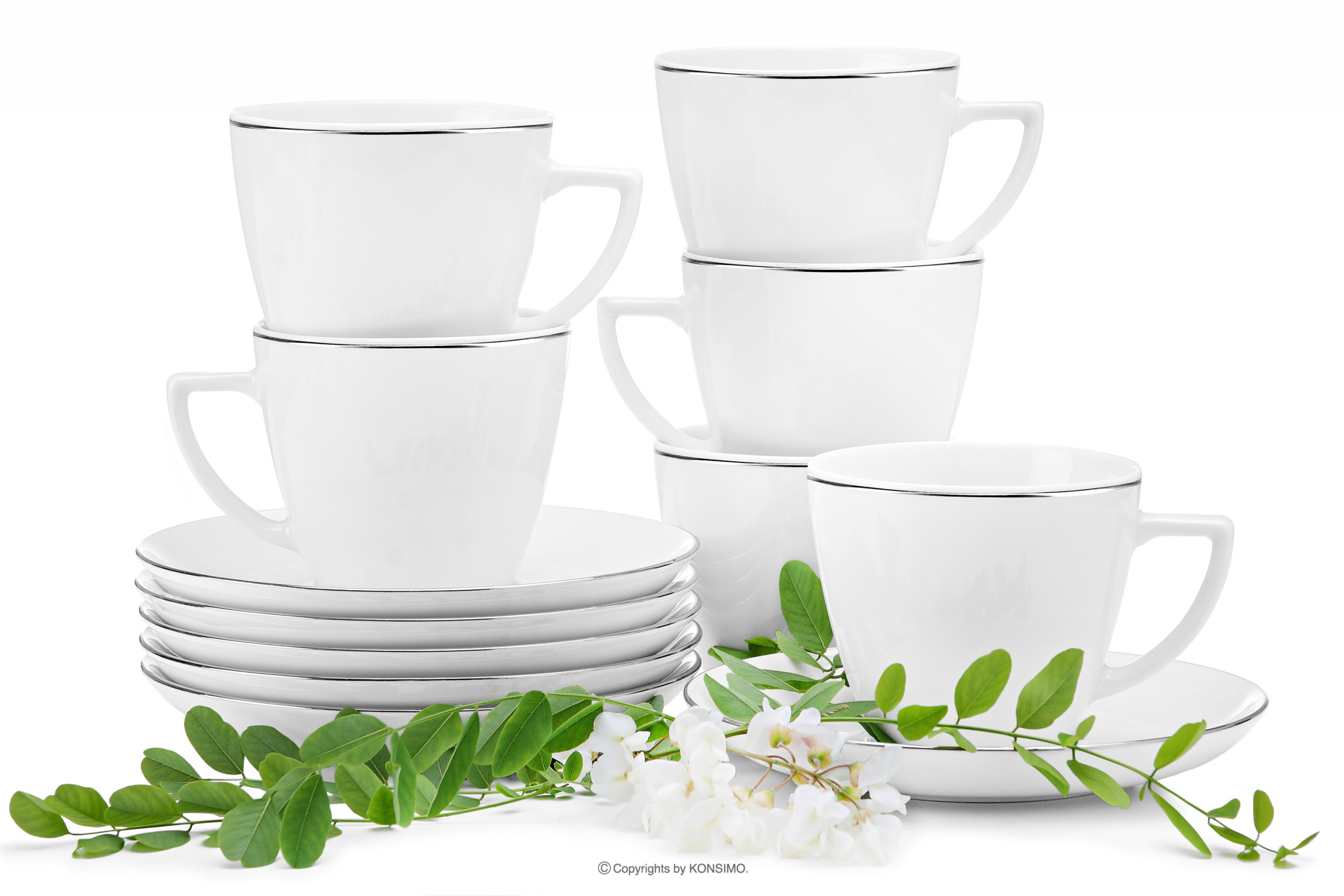 Komplet filiżanek dla 6 osób porcelana Platynowa Linia (12el.) BOSS PLATYNOWA LINIA