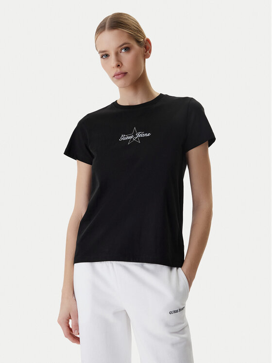 Guess Jeans T-Shirt W6RI18 J1314 Czarny Regular Fit