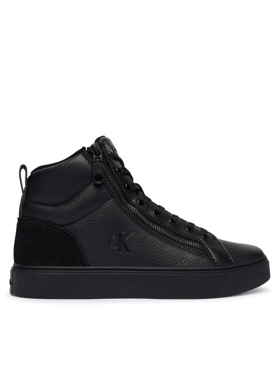 Calvin Klein Sneakersy Classic Cup Mid Laceup Zip Lth YM0YM01428 Czarny