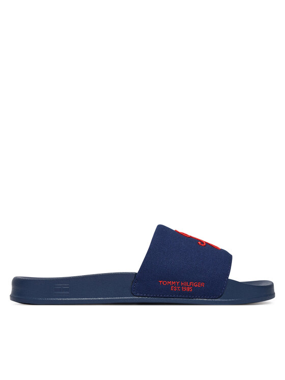 Tommy Hilfiger Klapki Logo Embroidery Canvas FM0FM05858 Granatowy