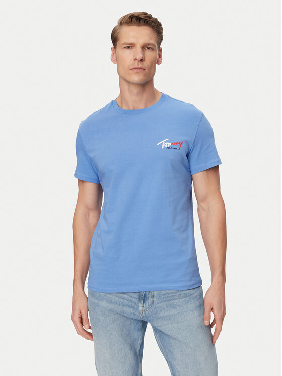 Tommy Jeans T-Shirt DM0DM22538 Niebieski Slim Fit