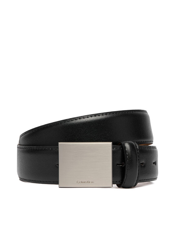 Calvin Klein Pasek Męski Logo Plaque Smooth 32Mm LV04D7030G Czarny