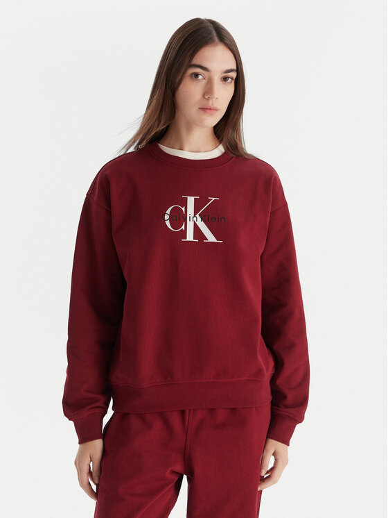 Calvin Klein Jeans Bluza Monologo LV047B234G Bordowy Relaxed Fit