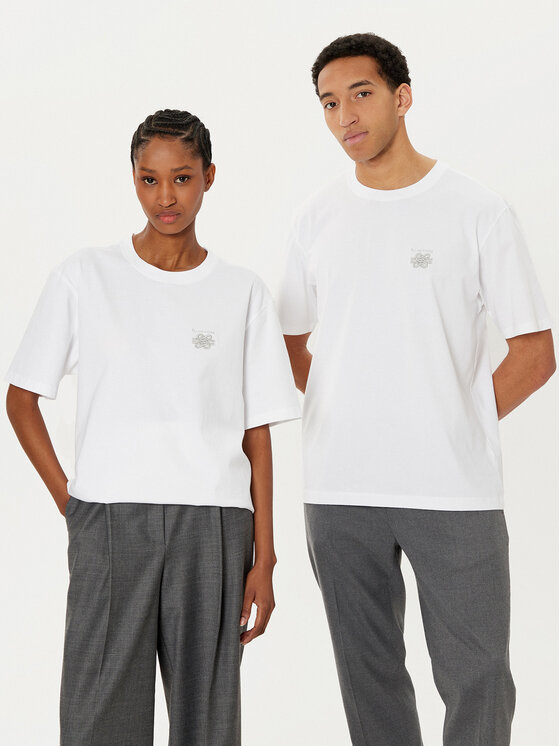 Filling Pieces T-Shirt Unisex Embroidered Knot 7449986 Biały Regular Fit