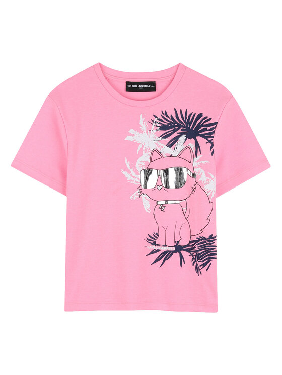 Karl Lagerfeld Kids T-Shirt Z31161 S Różowy Regular Fit