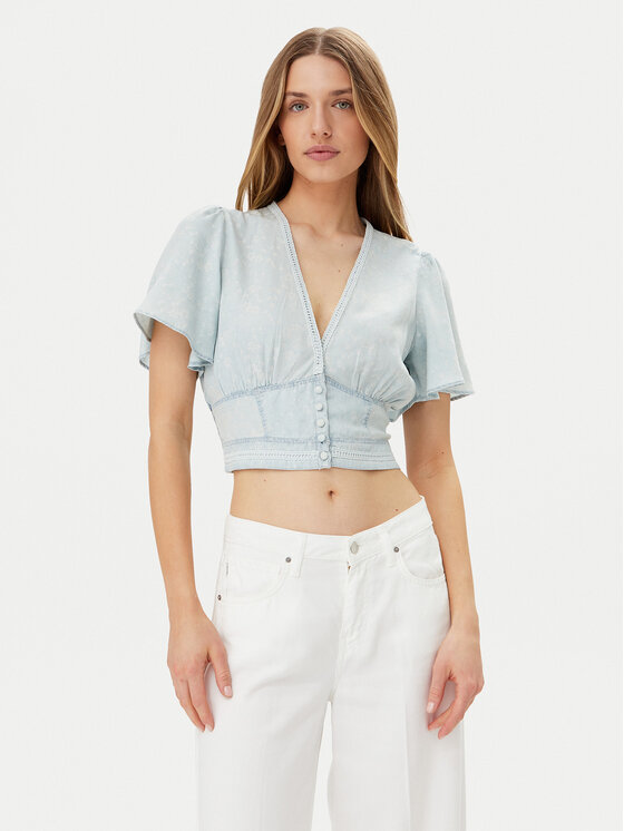 Guess Bluzka W5GH82 D5N81 Błękitny Regular Fit