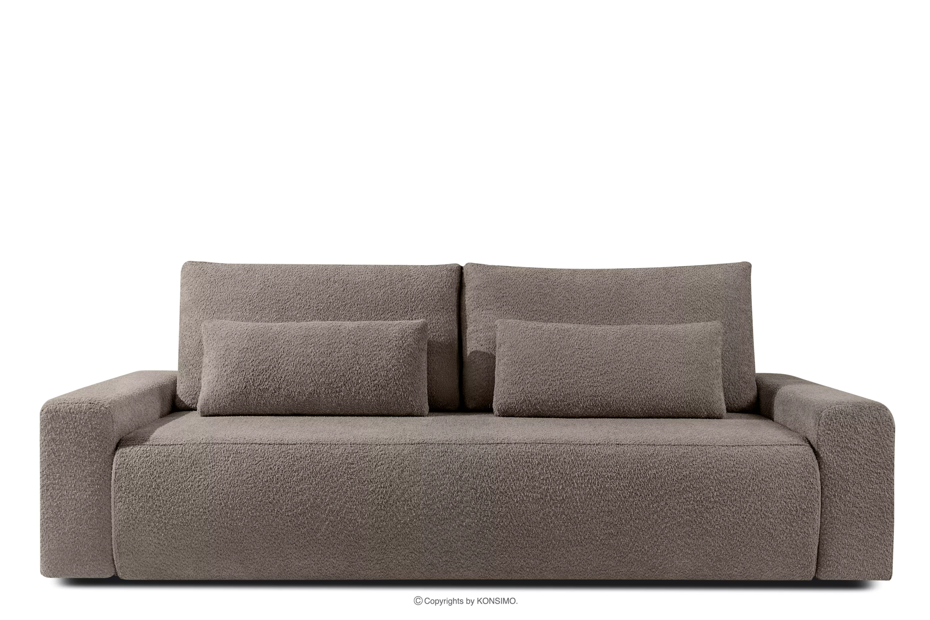 Rozkładana sofa z poduszkami tkanina boucle chłodny brązowy MOLLIS