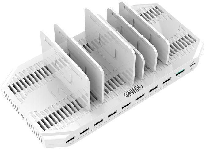 Stacja ładująca Unitek Y-2190, 10 x USB; QC3.0; USB-C; 160W