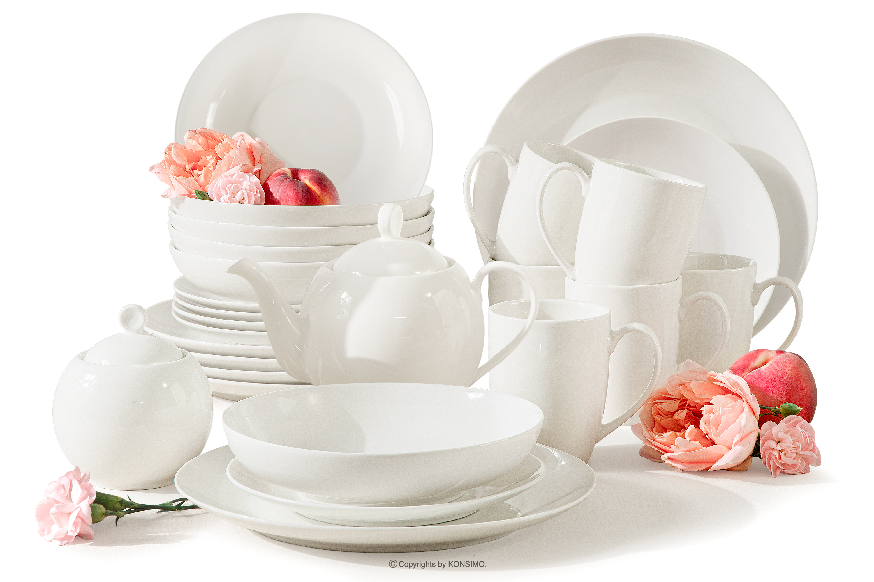Zestaw obiadowo-herbaciany twarda porcelana 6 os. (26 el.) ecru AD BELLA