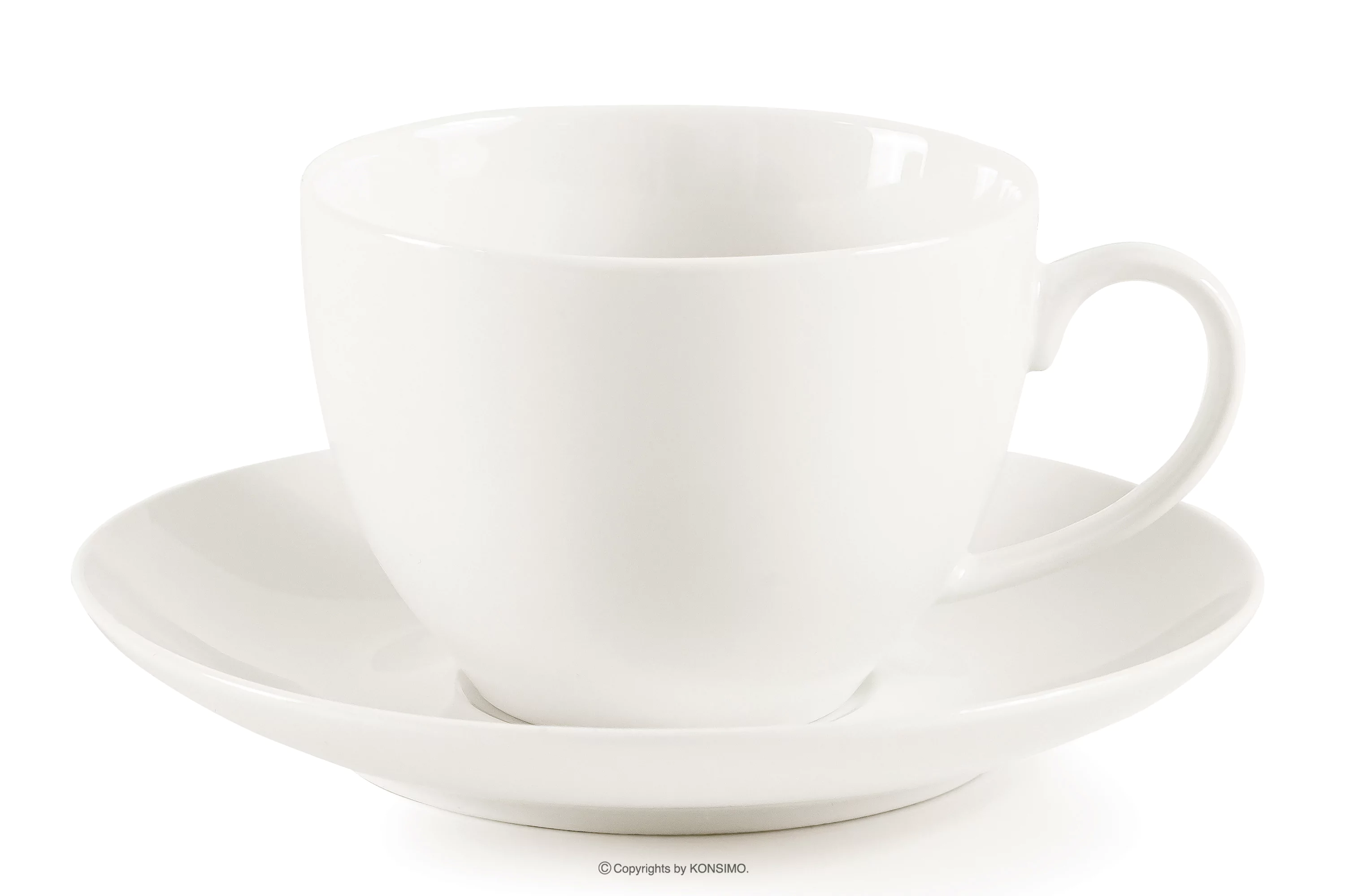 Filiżanka do kawy ze spodkiem z twardej porcelany ecru AD BELLA