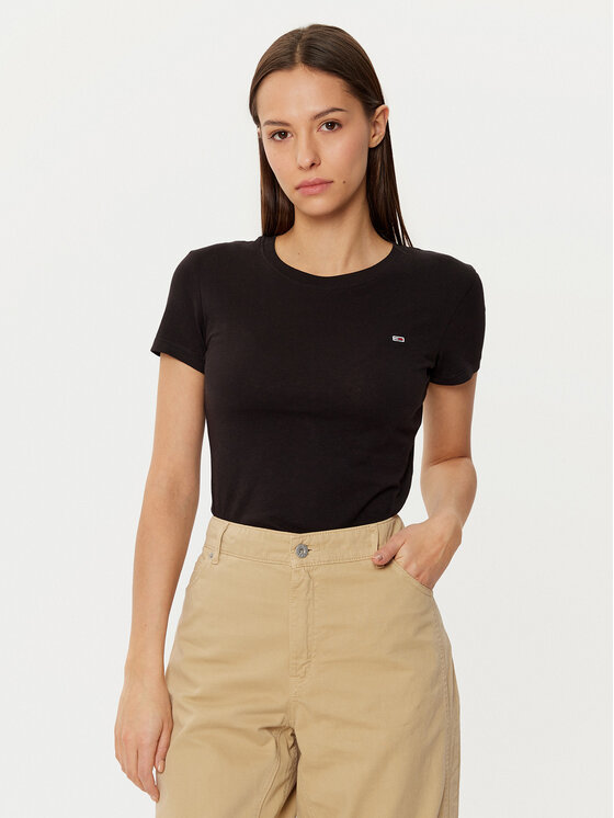 Tommy Jeans T-Shirt DW0DW20459 Czarny Slim Fit