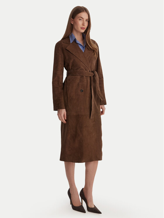 Marella Płaszcz skórzany Oblare 2613441091 Brązowy Regular Fit