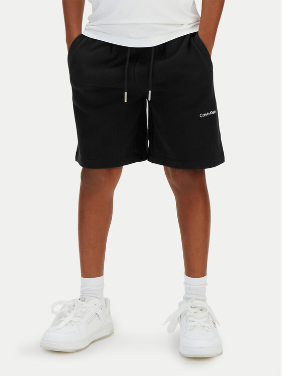 Calvin Klein Jeans Szorty sportowe Inst Logo LV1CKSJC50 Czarny Regular Fit