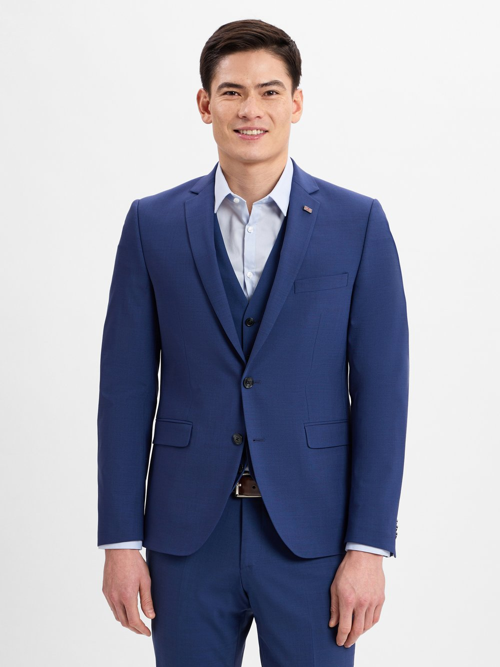 Finshley & Harding London Męska marynarka od garnituru modułowego Mężczyźni Slim Fit Sztuczne włókno niebieski, 24