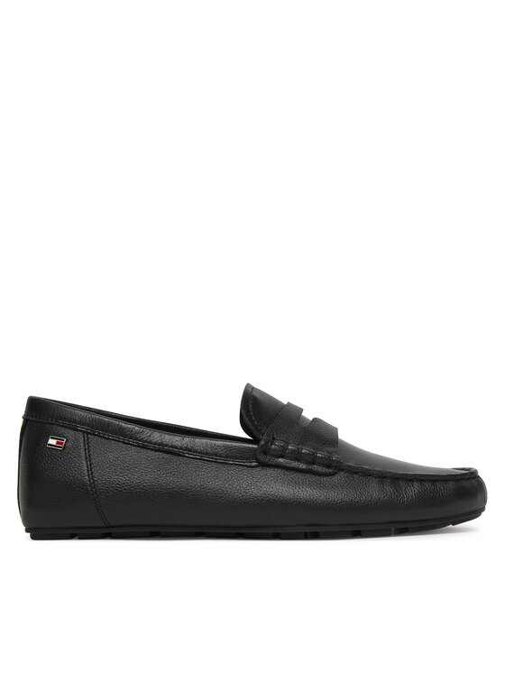 Tommy Hilfiger Mokasyny Flag Leather Driver Loafer FW0FW09350 Czarny