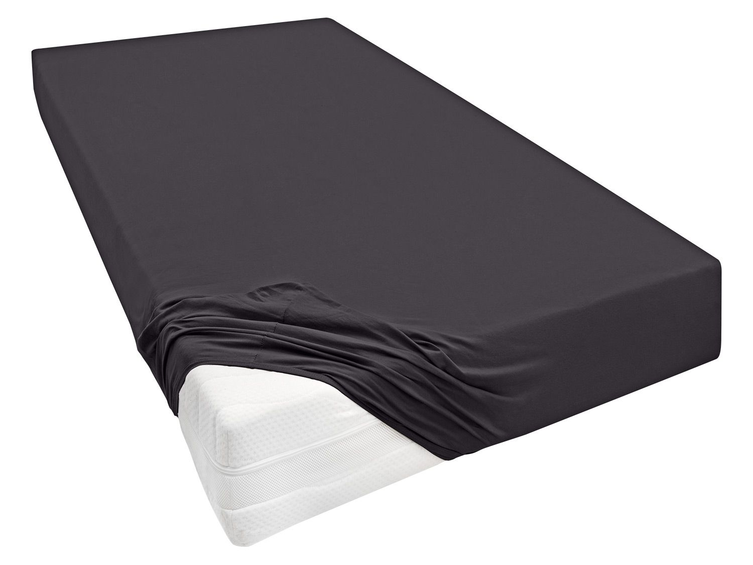 Biberna Prześcieradło z dżerseju, różne rozmiary (Antracytowy, 90 - 100 x 200 - 220 cm)
