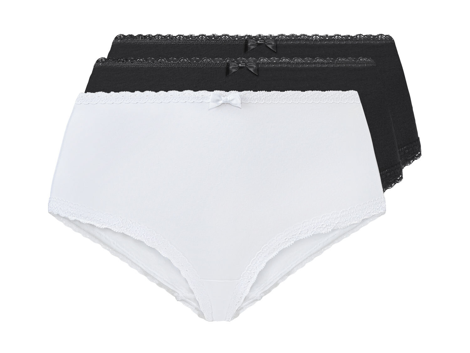 esmara® Hipstery damskie z biobawełną, 3 pary (Czarny / biały, S(36/38))