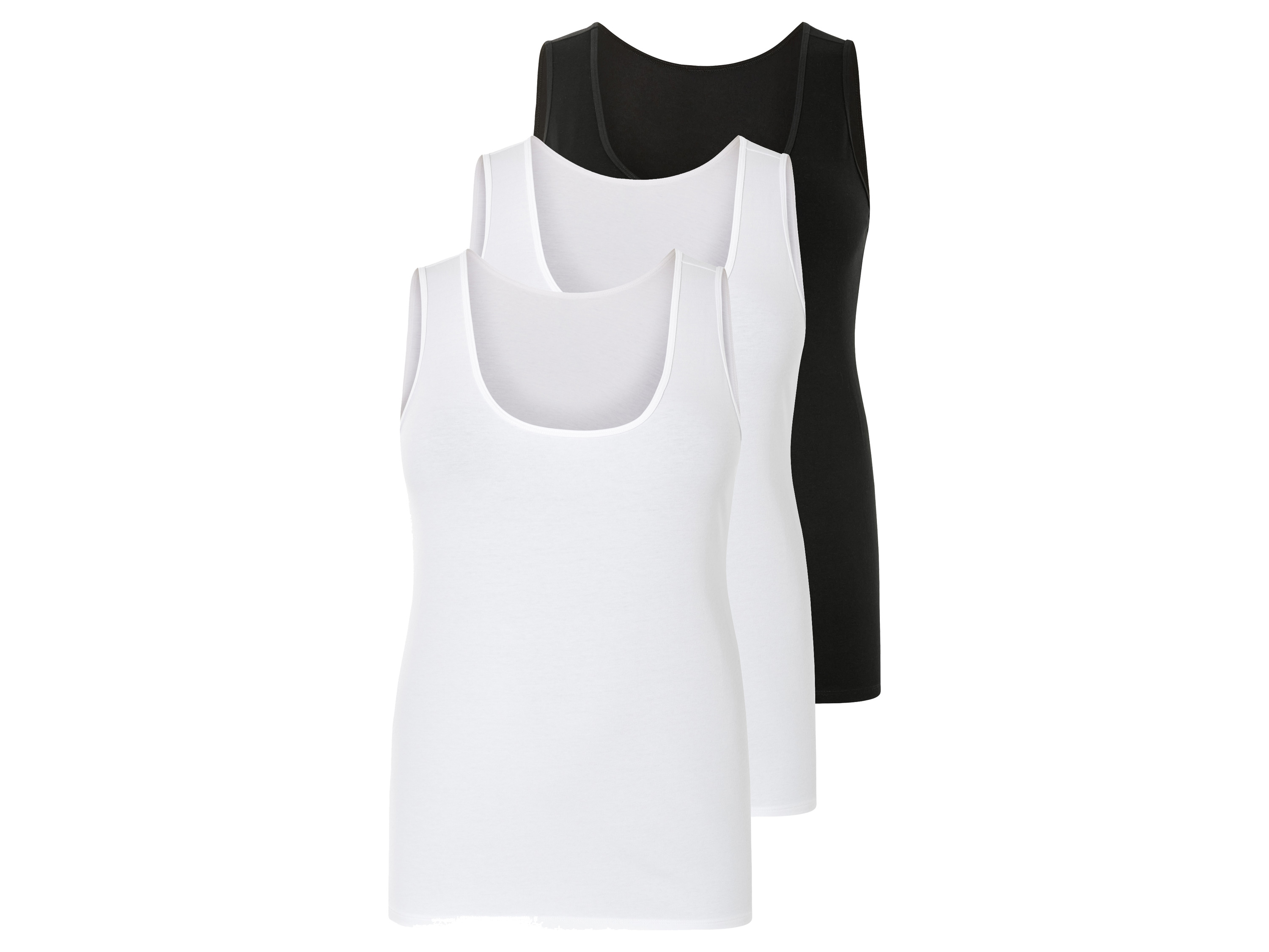 esmara® Koszulki damskie z bawełny, 3 sztuki (Czarny / biały, 3XL (56/58)) miniaturka