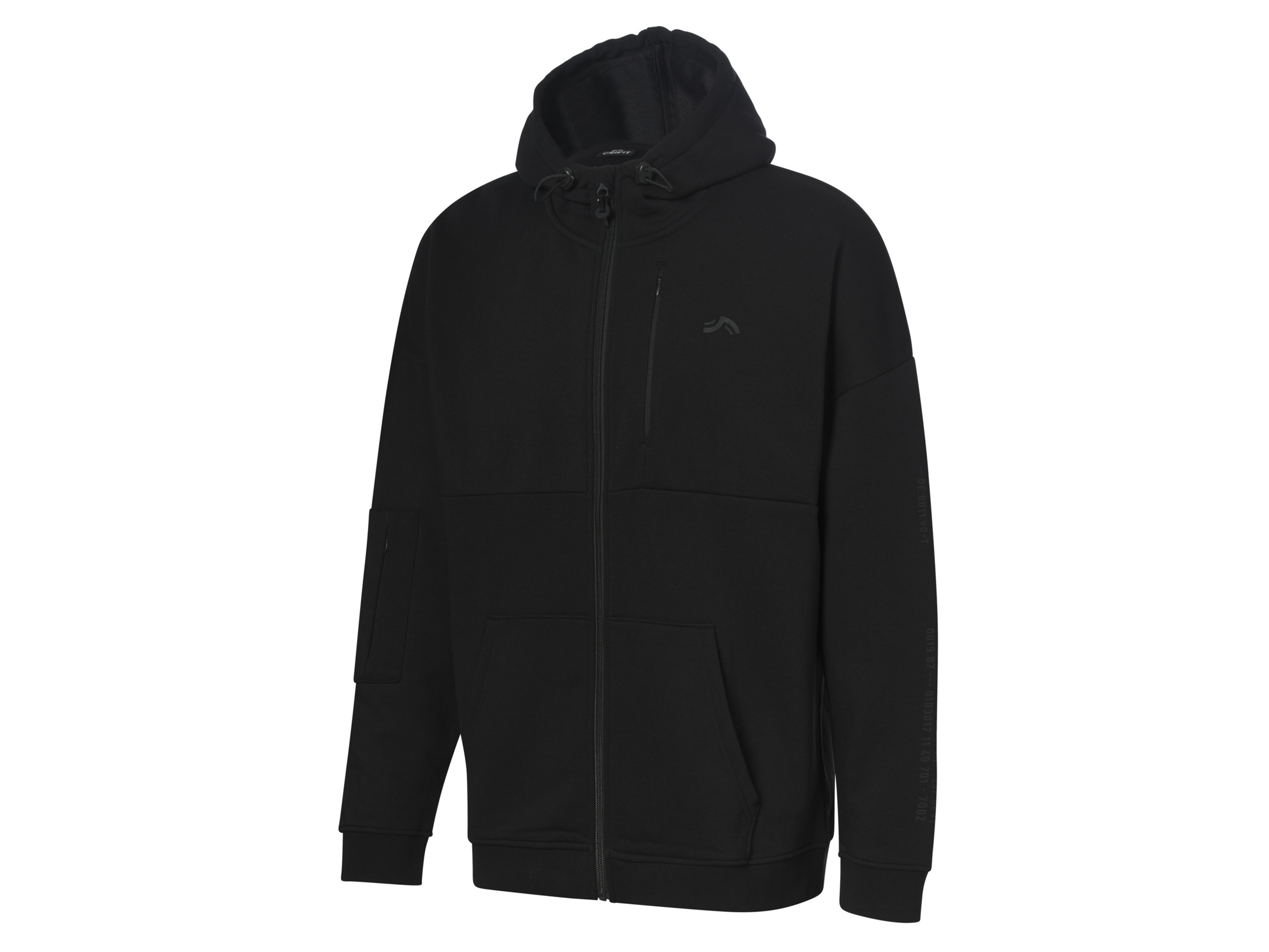 CRIVIT Bluza dresowa męska z technologią HeiQ Mint (M (48/50), Czarny/kaptur)