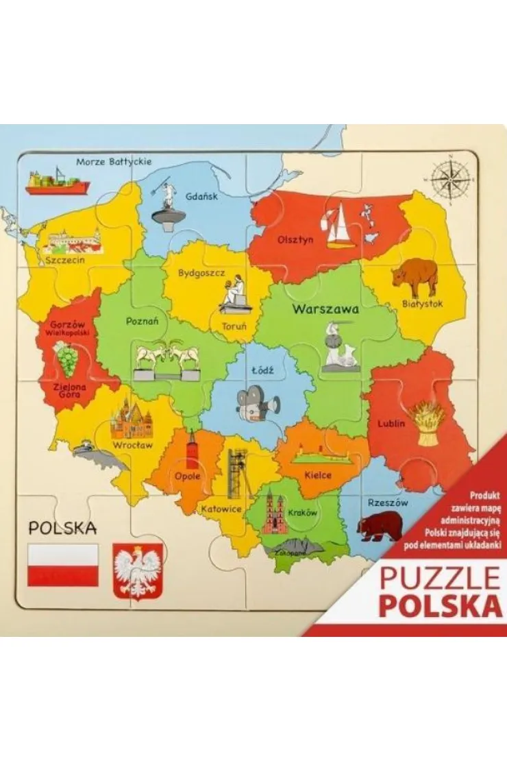 Puzzle drewniane mapa 25x25cm
