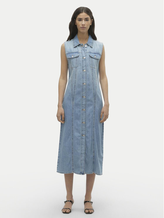 Vero Moda Sukienka jeansowa Zadie 10309673 Niebieski Regular Fit miniaturka