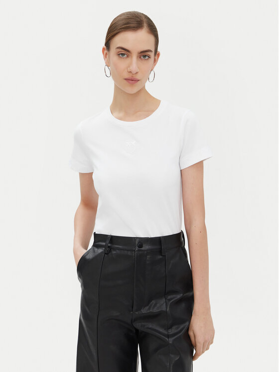 PINKO T-Shirt Bussolotto 100355 Biały Regular Fit