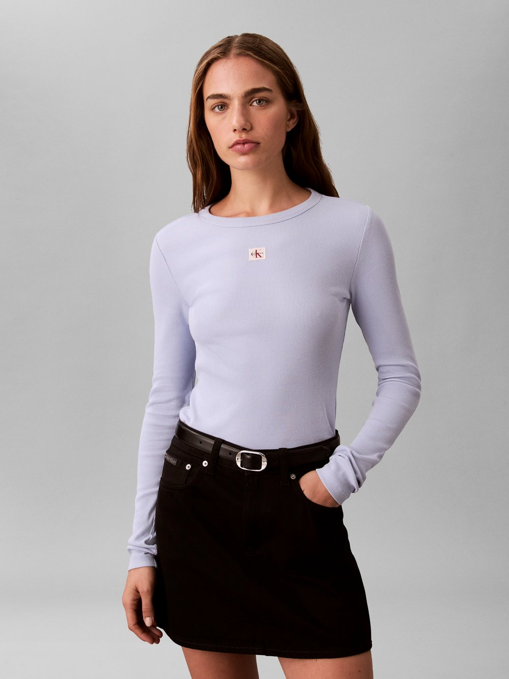 Calvin Klein Jeans Damska koszulka z długim rękawem Kobiety Bawełna niebieski, L